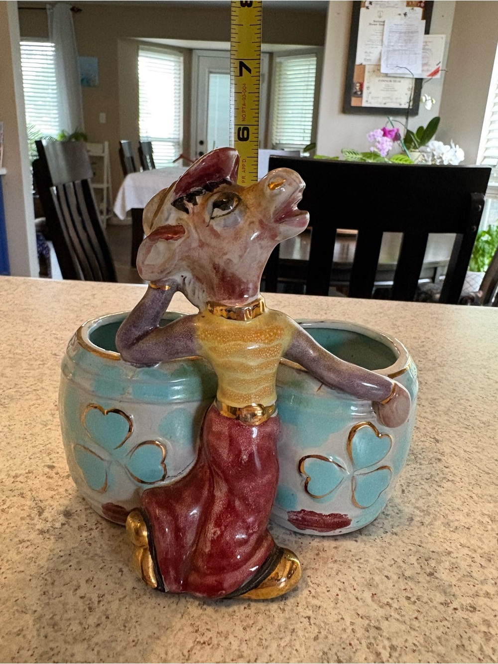 Vintage Hand-Painted Ceramic Donkey(?) Figure Planter